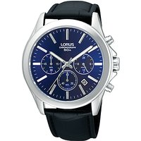 Lorus RT389AX9 Men's Chronograph Date Leather Strap Watch, Black/Blue