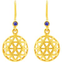 Auren 18ct Gold Plated Small Triangle Sapphire Drop Earrings, Gold
