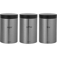 Brabantia Tea, Coffee And Sugar Canisters, Matt Stainless Steel