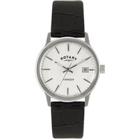 Rotary GS02874/06 Men's Avenger Leather Strap Watch, Black/White