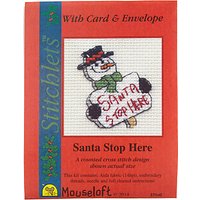 Cross-Stitch 'Santa Stop Here' Card And Envelope