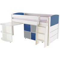 Stompa Uno S Plus Mid-Sleeper With Pull-Out Desk, 3 Drawer Chest And 4 Door Cube Unit