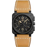 Bell & Ross BR0394-HERI-CE Men's Leather Strap Watch, Tan/Black