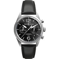 Bell & Ross BRV126-BL-ST/SCA Men's Automatic Chronograph Date Leather Strap Watch, Black