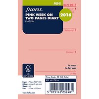 Filofax Week On 2 Pages Mini 2016 Diary Inserts, Pink