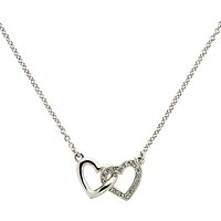 Melissa Odabash Rhodium Plated Swarovski Crystal Double Heart Necklace, Silver