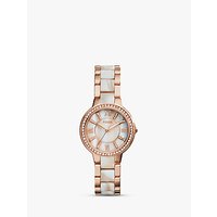 Fossil ES3716 Women's Virginia Bracelet Strap Watch, Rose Gold/Mother Of Pearl