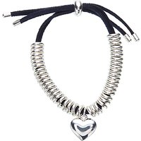 John Lewis Heart Charm Bracelet, Navy/Silver