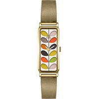 Orla Kiely Women's Rectangular Stem Mesh Bracelet Strap Watch