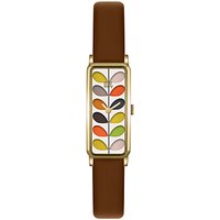 Orla Kiely Women's Rectangular Stem Leather Strap Watch