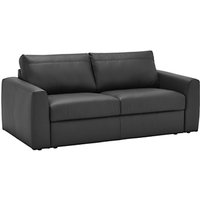 House By John Lewis Finlay II Sofa Bed Leather With Foam Mattress, Madras Black