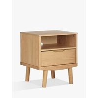 House By John Lewis Bow 1 Drawer Bedside Table, Oak