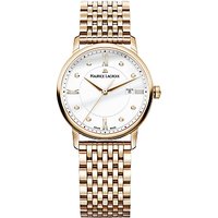 Maurice Lacroix EL1094-PVP06-150-1 Women's Eliros Diamond Date Bracelet Strap Watch, Rose Gold/White