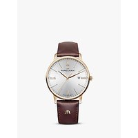 Maurice Lacroix EL1118-PVP01-111-1 Men's Eliros Date Leather Strap Watch, Brown/Silver