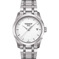 Tissot T0352101101100 Women's Couturier Date Bracelet Strap Watch, Silver/White