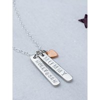 Chambers & Beau Personalised Double Skinny Bar And Heart Necklace