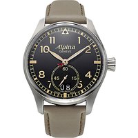 Alpina AL-280BGR4S6 Men's Startimer Pilot Date Leather Strap Watch, Cream/Black