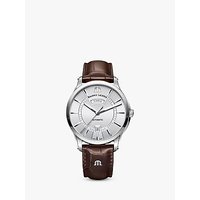 Maurice Lacroix PT6358-SS001-130-1 Men's Pontos Automatic Day Date Leather Strap Watch, Brown/Silver