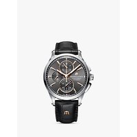 Maurice Lacroix PT6388-SS001-331-1 Men's Pontos Chronograph Date Automatic Leather Strap Watch, Black