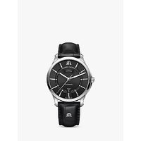Maurice Lacroix PT6358-SS001-330-1 Men's Pontos Automatic Day Date Leather Strap Watch, Black