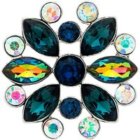 Monet AB Navette And Round Cut Glass Crystal Brooch, Navy/Multi