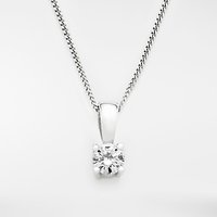 Diamond Collection 18ct White Gold Round Brilliant Solitaire Diamond Pendant Necklace, 0.25ct