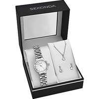 Sekonda 2351G.76 Women's Bracelet Strap Watch, Pendant Necklace And Earrings Gift Set, Silver