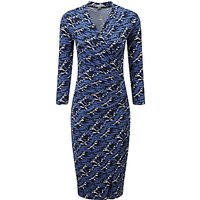 Pure Collection Abstract Print Joyce Side Wrap Dress, Navy