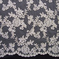 Carrington Fabrics Patricia Bridal Lace Fabric, Silver/Ivory