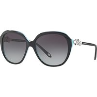Tiffany & Co TF4132HB Embellished Square Sunglasses, Polished Black/Grey Gradient