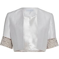 Gina Bacconi Crepe Chine And Antique Foiled Lace Jacket, Taupe