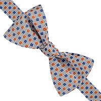 Thomas Pink Pasmore Square Geo Self Tie Silk Bow Tie, Blue/Orange