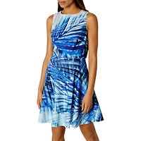 Karen Millen Palm Print Dress, Blue/Multi