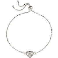 Melissa Odabash Crystal Heart Box Chain Bracelet, Silver
