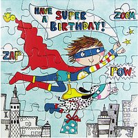 Rachel Ellen Superhero And Dog Jigsaw Birthday Card