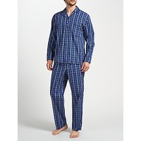 John Lewis Gurgaon Check Cotton Poplin Pyjamas, Blue