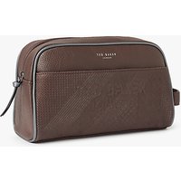 Ted Baker Lockout Leather Wash Bag, Chocolate