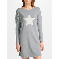 John Lewis Fluffy Star Nightdress, Grey/White