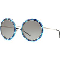Emporio Armani EA2054 Floral Edge Round Sunglasses, Multi/Grey Gradient
