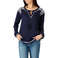 Sugarhill Boutique Windmill Embroidered Boho Top, Navy