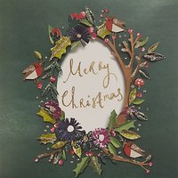John Lewis Robin Foliage Wreath Charity Christmas Cards, Pack Of 6