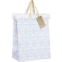John Lewis Winter Palace Snowflake White And Feather Medium Gift Bag