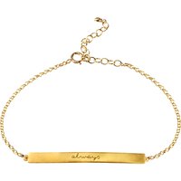 Dogeared 14ct Gold Plated Sterling Silver Always Engraved ID Tag Chain Bracelet, Gold