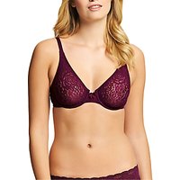 Wacoal Halo Lace Moulded Underwired Bra, Plum Caspia