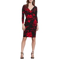Lauren Ralph Lauren Floral Print Wrap Dress, Black/Red