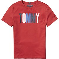 Tommy Hilfiger Boys' Crew Neck Logo T-Shirt, Red