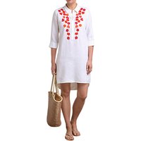 Pure Collection Laundered Linen Embroidered Dress, White
