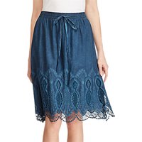 Lauren Ralph Lauren Lace Trim A-Line Skirt, True Indigo
