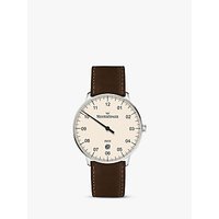 MeisterSinger NE403-SCF02 Unisex Neo Automatic Date Leather Strap Watch, Dark Brown/Cream