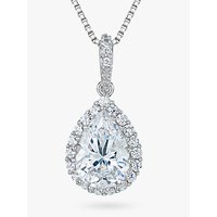 Jools By Jenny Brown Cubic Zirconia Foiled Teardrop Pendant Necklace, Silver